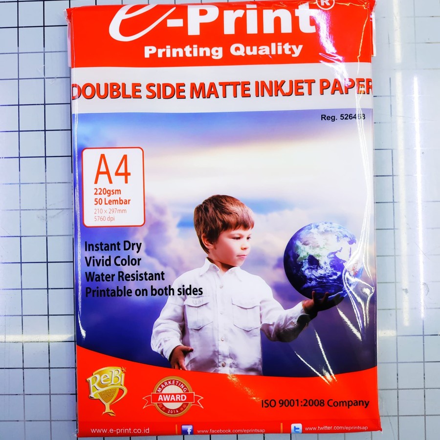 e-Print Double Side Matte Inkjet Paper A4 220gsm 50 lembar Kertas Print