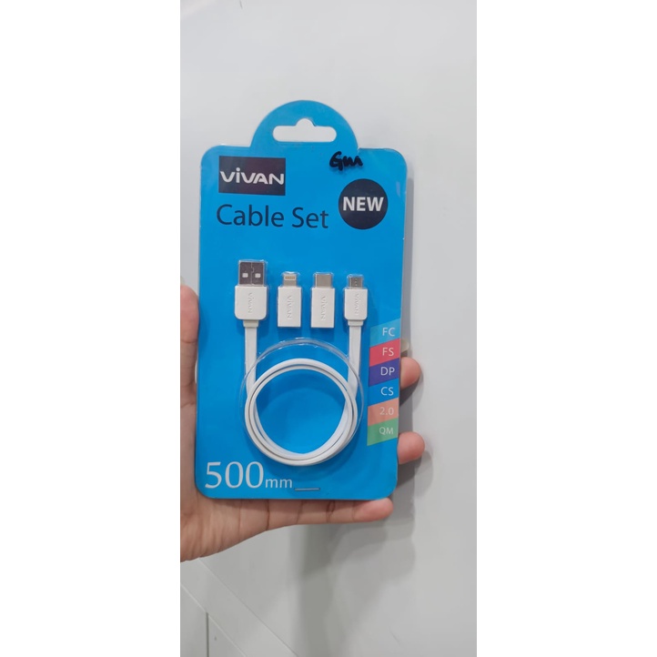 SILVERTECH KABEL SET VIVAN 50mm, kabel power, MICRO, IPHONE, TYPE-C