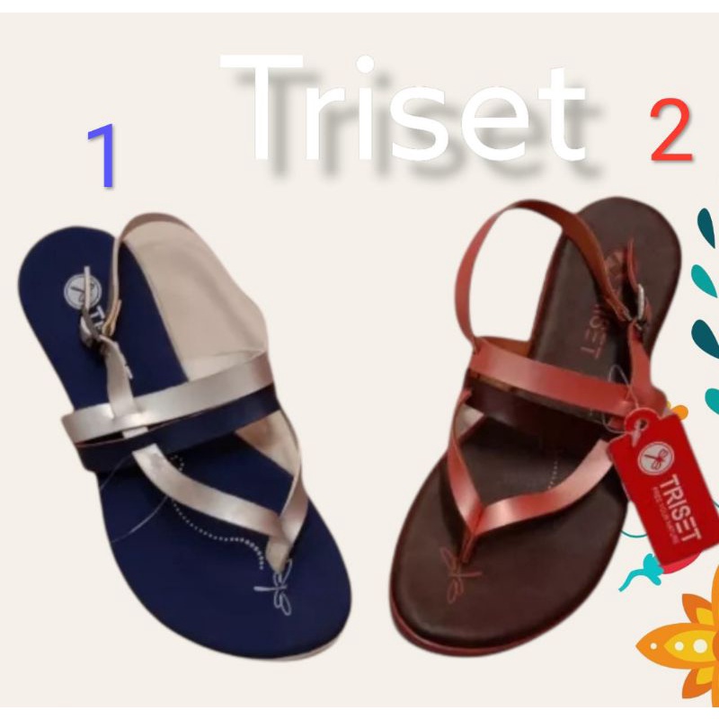 TRISET Sandal Tali wanita 36 37 38 39 40 Original flat sendal gladiator strap japit jepit remaja per