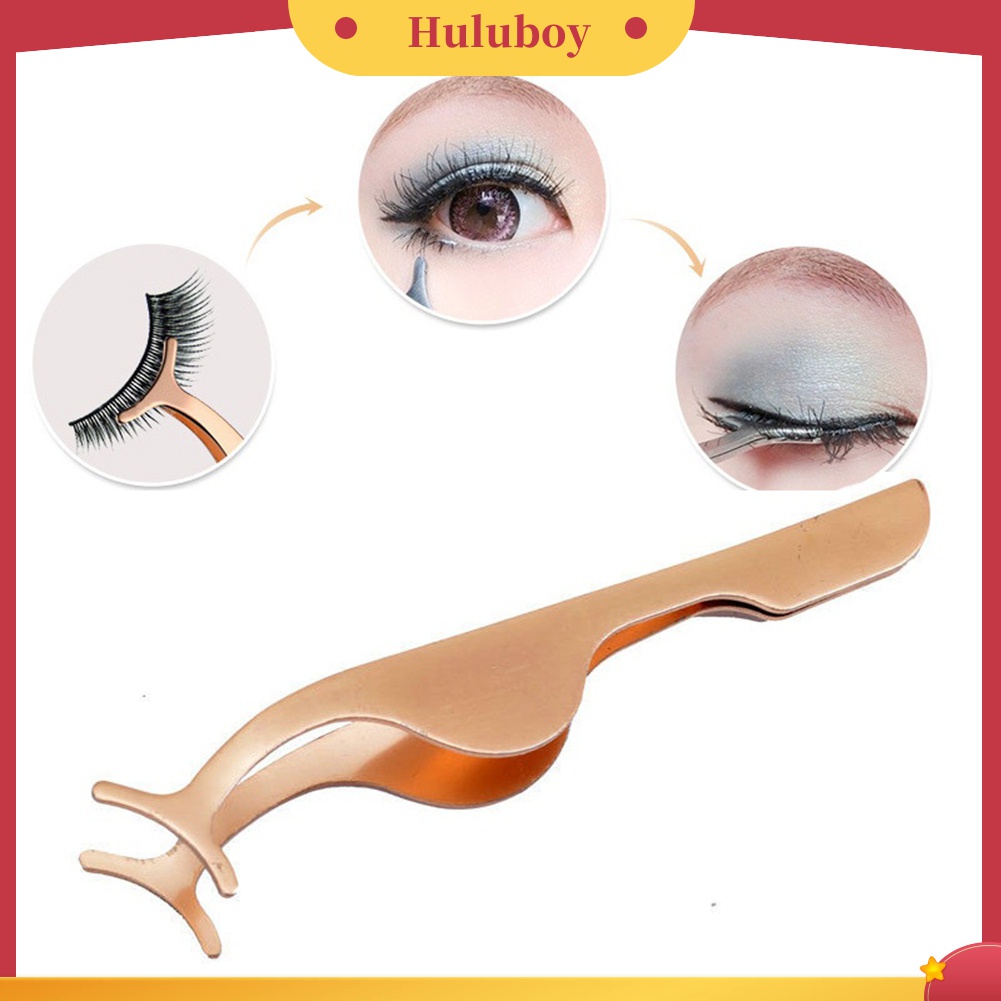 Huluboy Huluboy♡ Pinset Penjepit Bulu Mata Palsu Bahan Stainless Steel