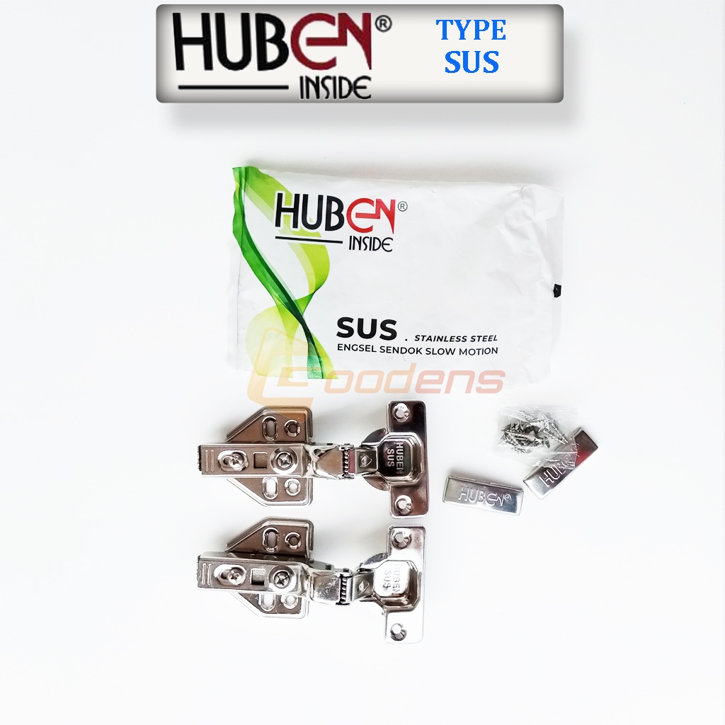 Huben SUS  Engsel Sendok Stainless Steel Slow Motion Engsel Pintu Lemari Soft Close