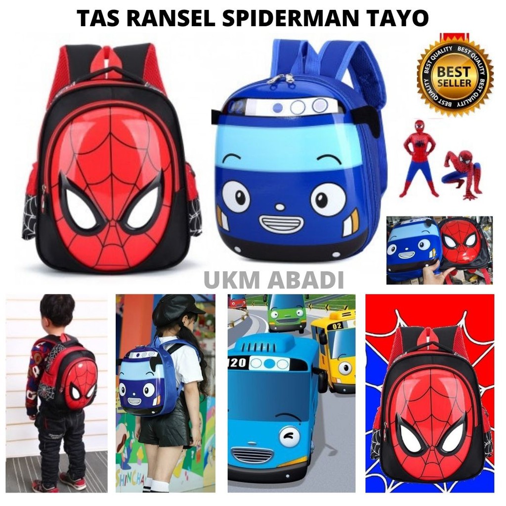 Tas Ransel Backpack Sekolah Anak  Model Spiderman Dan Tayo 111134