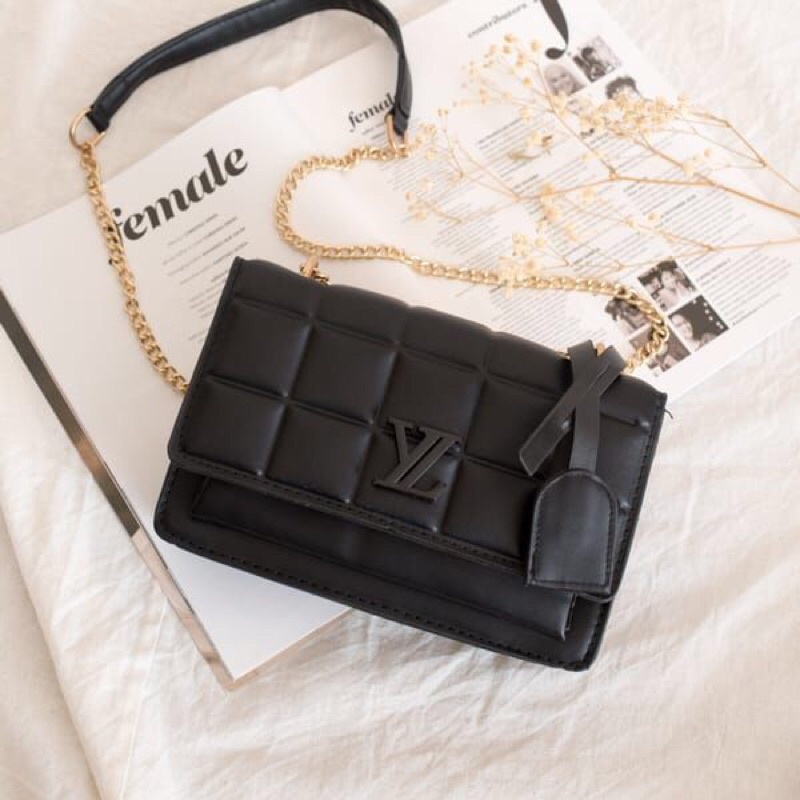 SG7544 syafniegalery tas tali rantai import motif kotak