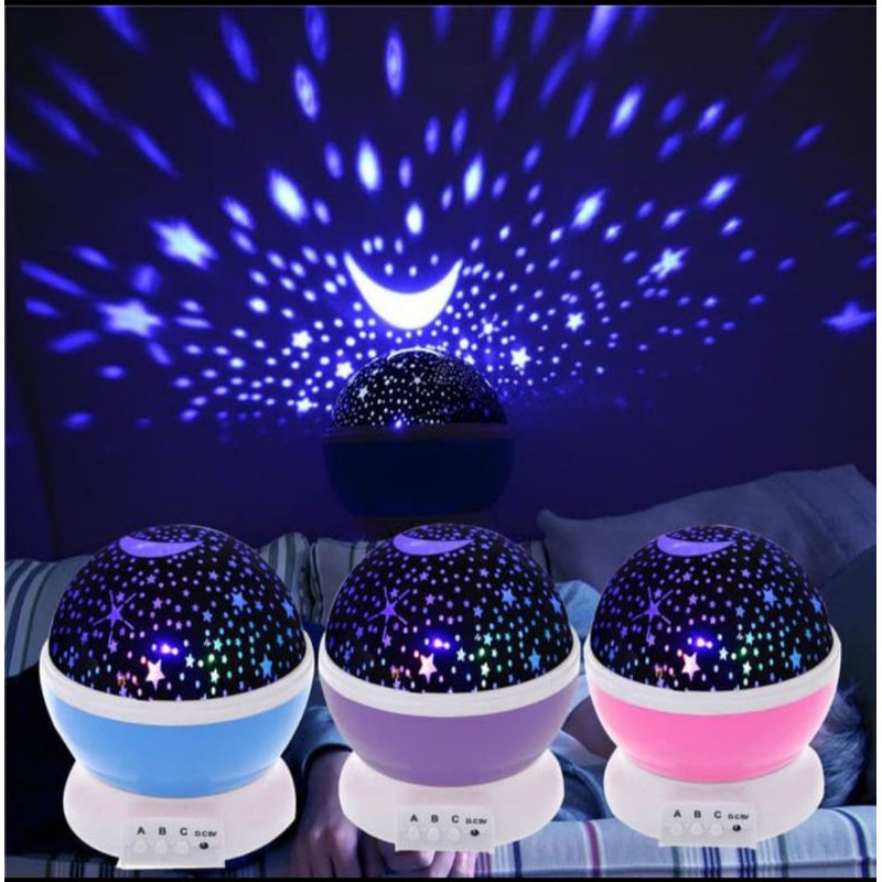 Lampu Tidur LED proyeksi unik Hias Kamar Ruang Kerja motif Moon and