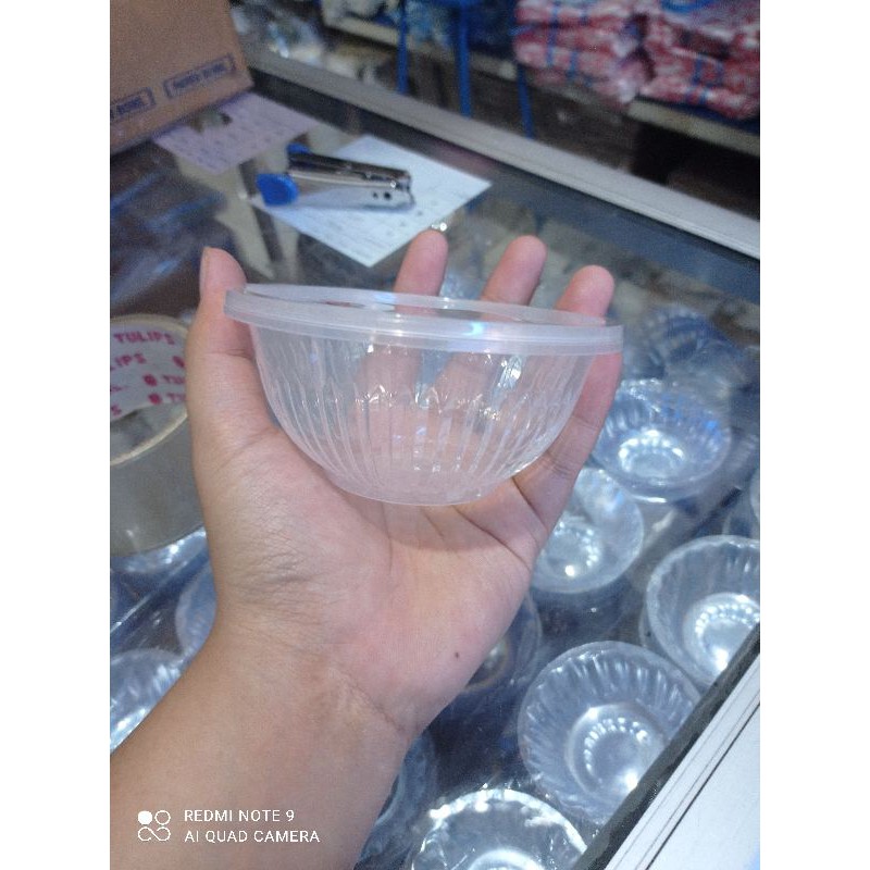 thinwall wadah plastik 250 ml bulat bulet round merek dm isi 25 cup puding dessert plastik