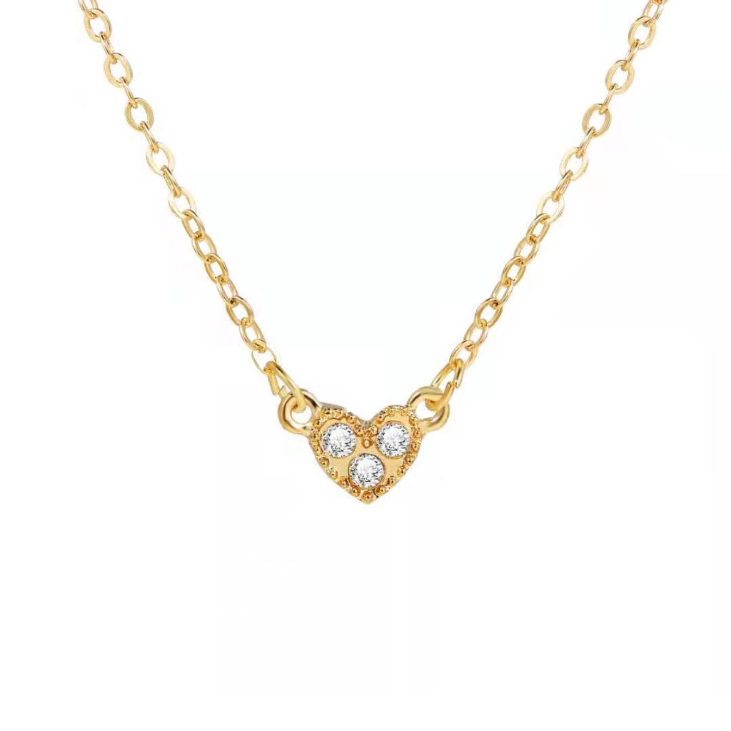 YEEZII Kalung Choker Rantai Emas Dengan Liontin Hati Aksen Kristal Untuk Wanita