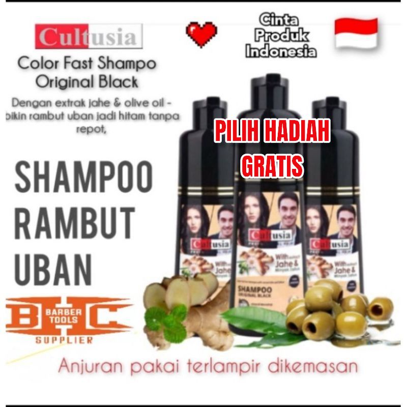 Shampoo Penghitam Uban Instan / Semir Rambut Praktis Tanpa Ribed / Cultusia Shampo Jahe