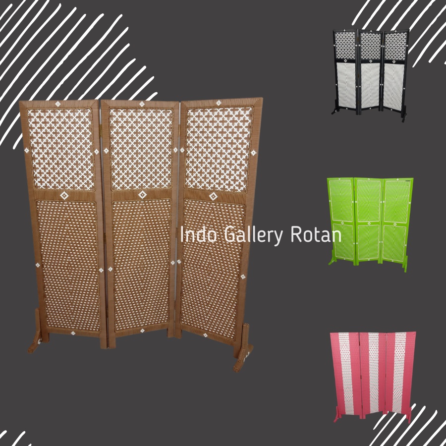 Sketsel Pembatas Ruangan Sekat Kamar Anyam Rotan Sintetis