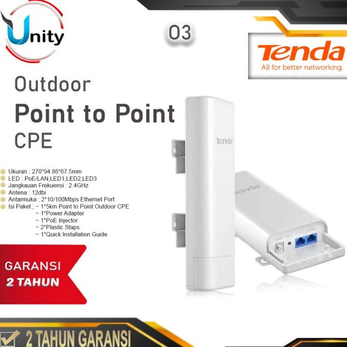 Tenda O3 Outdoor Point To Point Cpe Tenda 03 Cpe Router Wireless - Murah