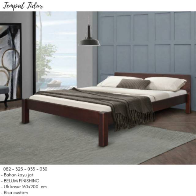 Tempat Tidur Dewasa Simpel Kayu Jati, Dipan Minimalis Modern Kayu Jepara, Ranjang Tidur Anak Remaja