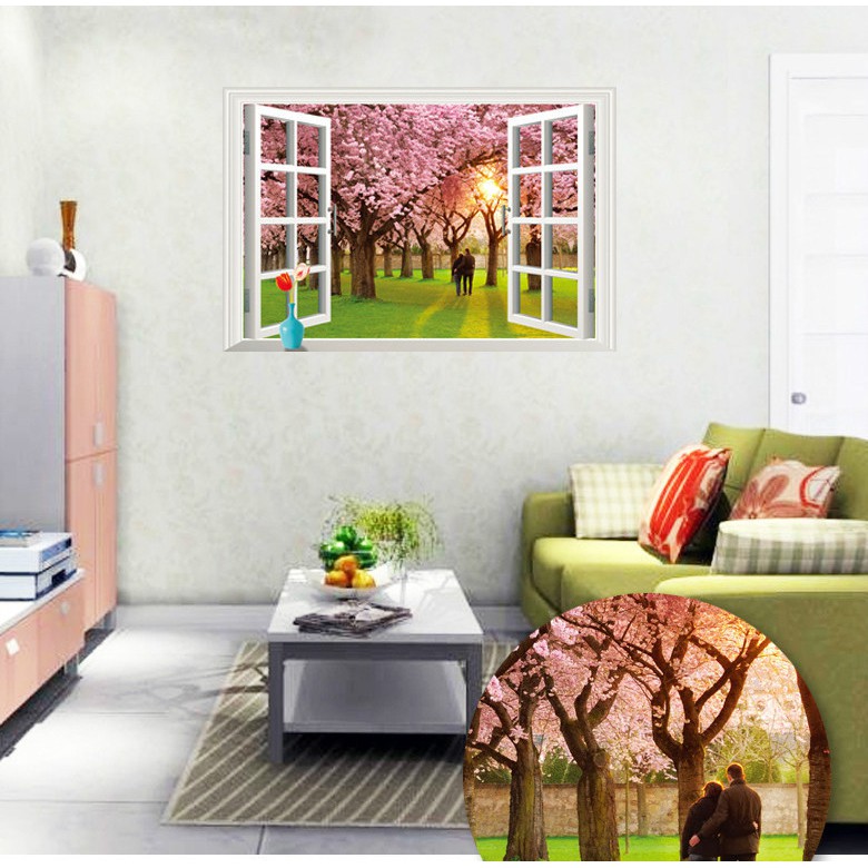 RELIZA WALL STICKER JENDELA POHON SAKURA COUPLE WINDOWS AY9234E STIKER DINDING