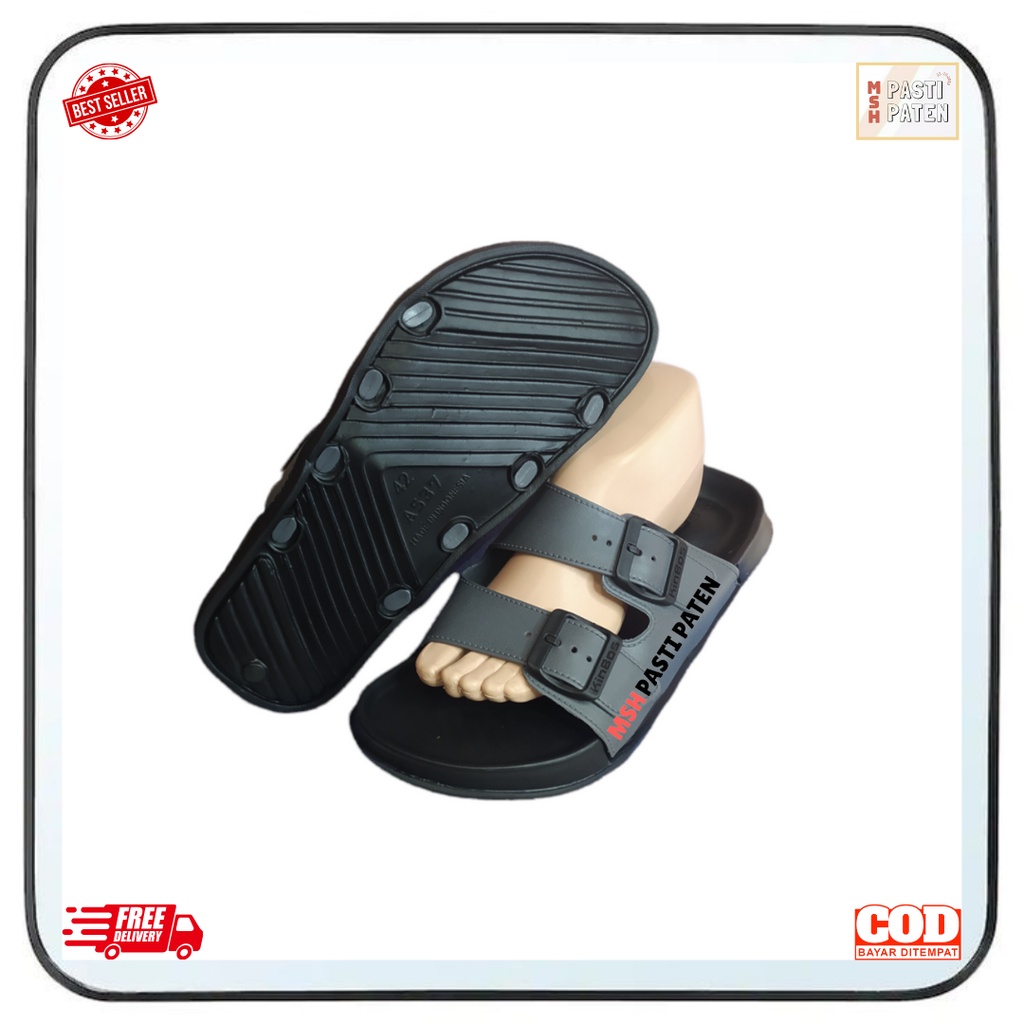 Sandal selop pria model gesper tali 2 merk kinbos ukuran 39-44  warna husus hitam