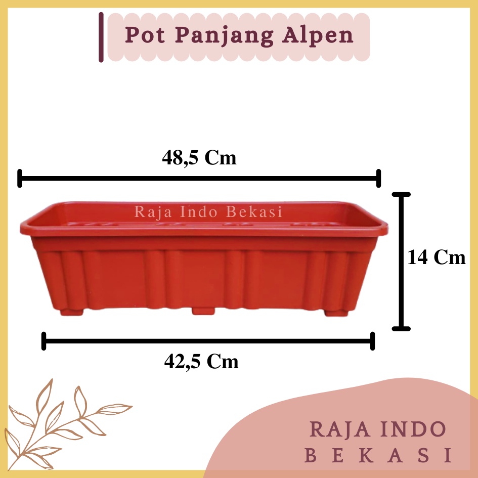 RAJAINDOBEKASI Pot Panjang Alpen 50 Coklat Merah Bata Pot Bunga Segi Panjang 50cm 70cm Pot Panjang Plastik Putih Murah Gantung - Pot Panjang 50