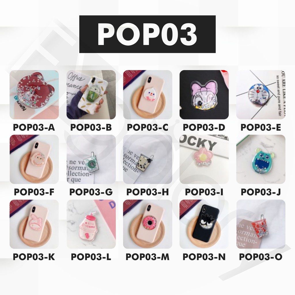 Swopply Pop Socket Glitter Karakter 3D  Phone Holder Aksesoris HP Popsocket