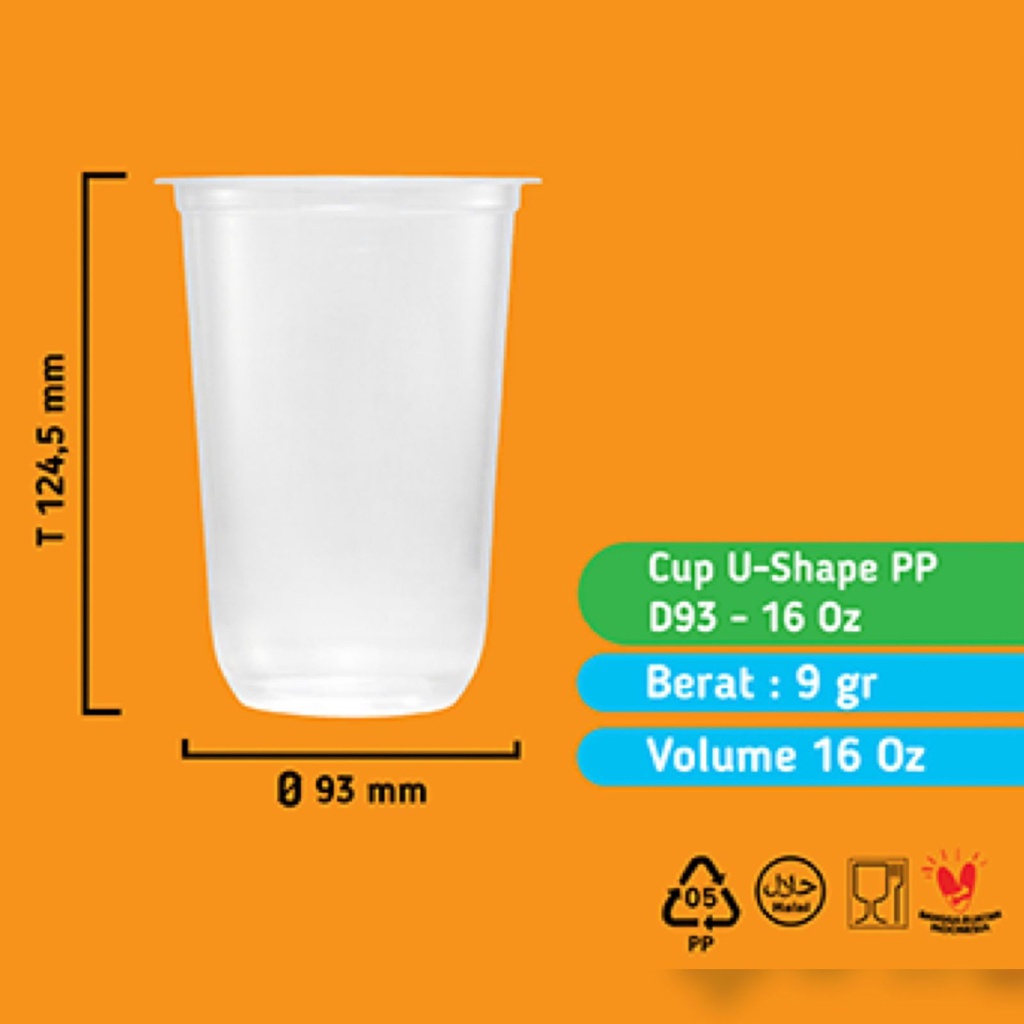 Cup PP Oval 12 14 16 18 20 22 Oz Gelas Seal Tahan Panas