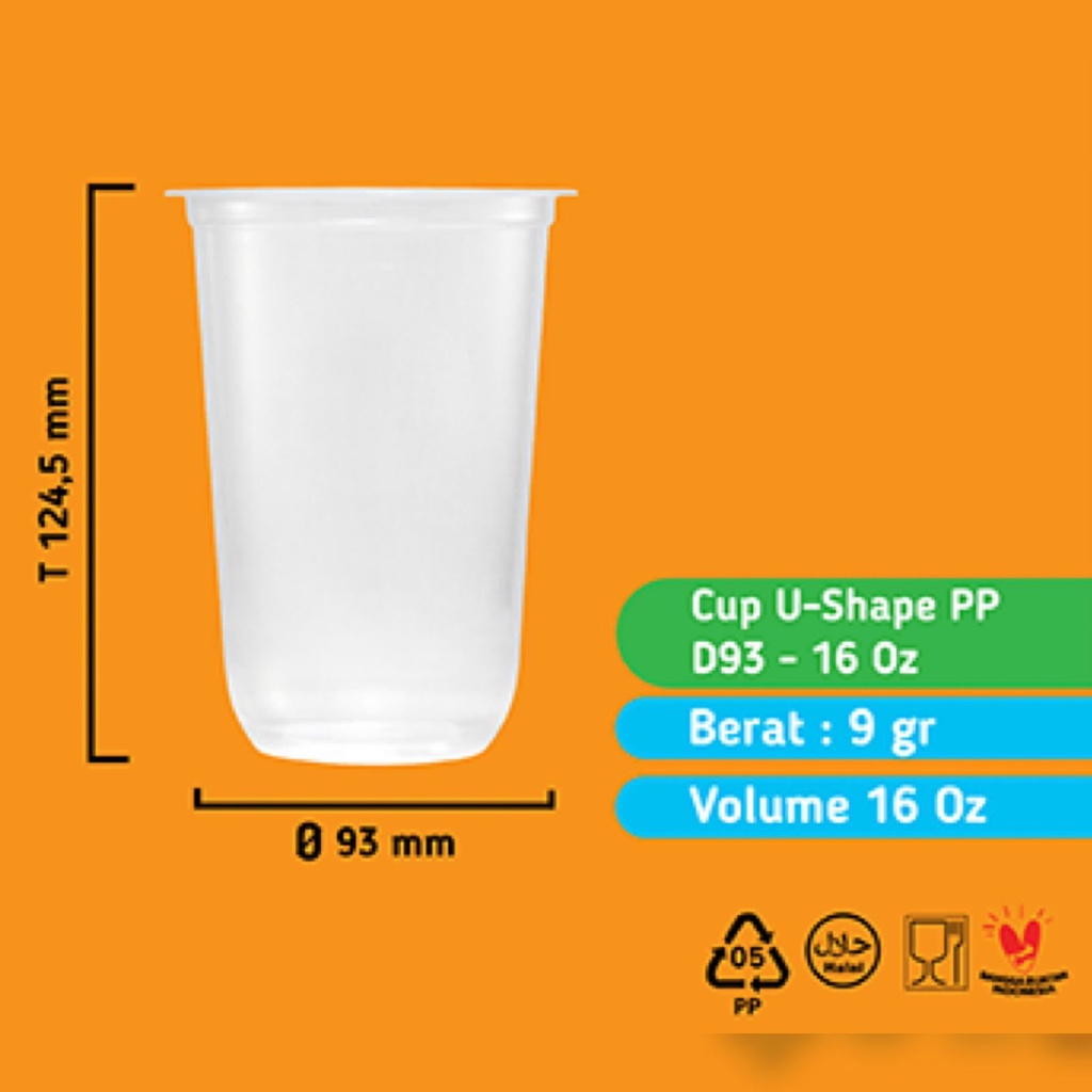 Cup PP Oval 12 14 16 18 20 22 Oz Gelas Seal Tahan Panas