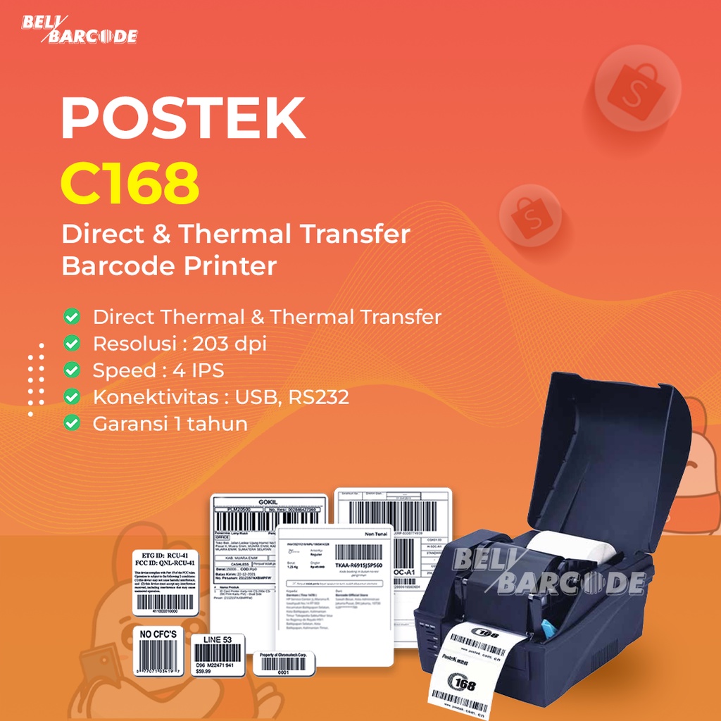 PRINTER LABEL POSTEK C168 - C168 BARCODE PRINTER TERLARIS