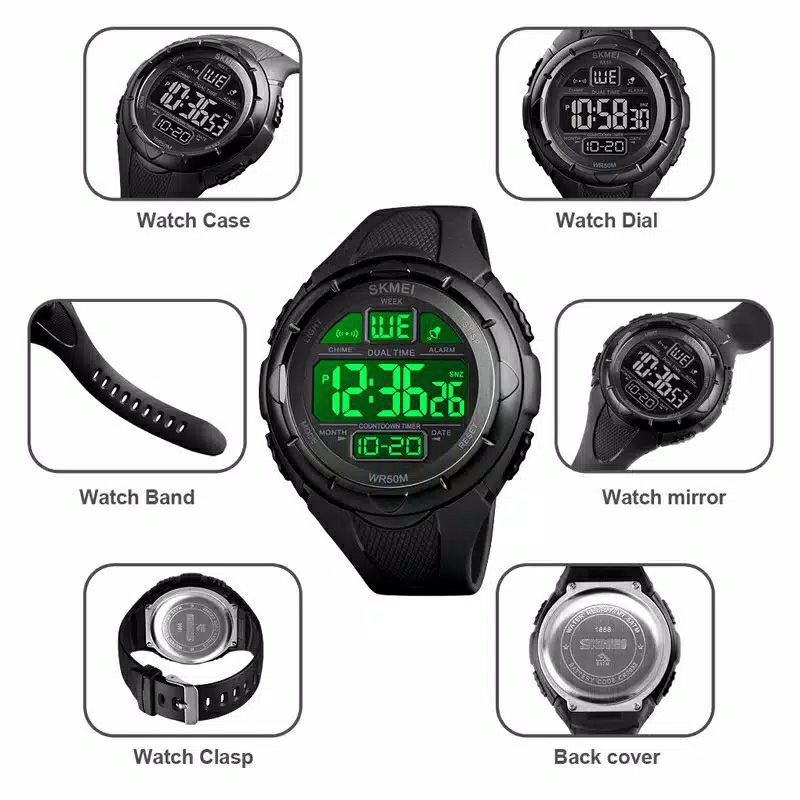 Jam Tangan SKMEI 1656 Digital Original Anti Air Free Box