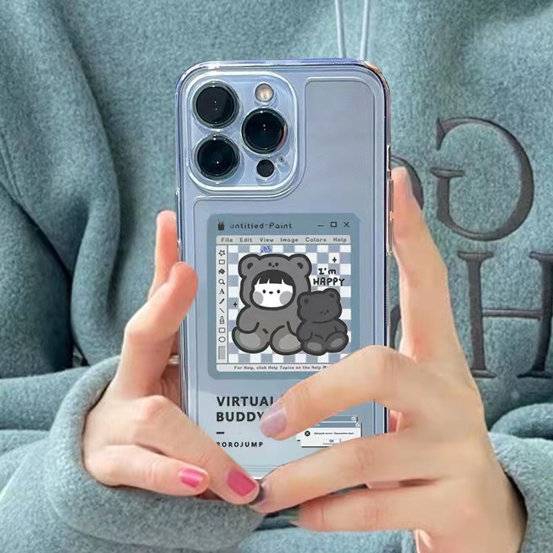 Case Bahan Akrilik Transparan Motif Wanita Abu-Abu 13 Pro 13prm Untuk iPhone 11 7Plus 8Plus Xr XS 13 12 Pro Max