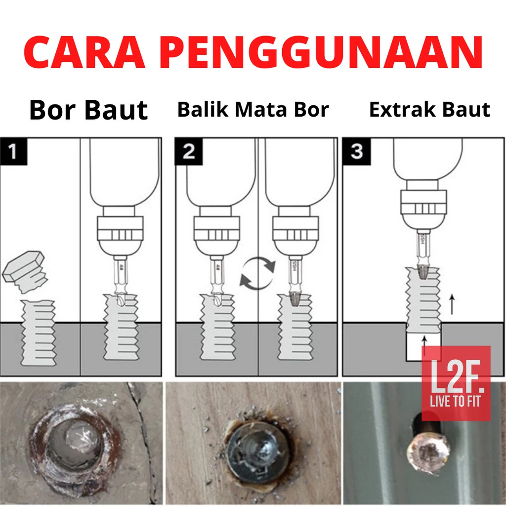 Mata Bor Alat Pembuka Baut Rusak Patah Dol Speed Out