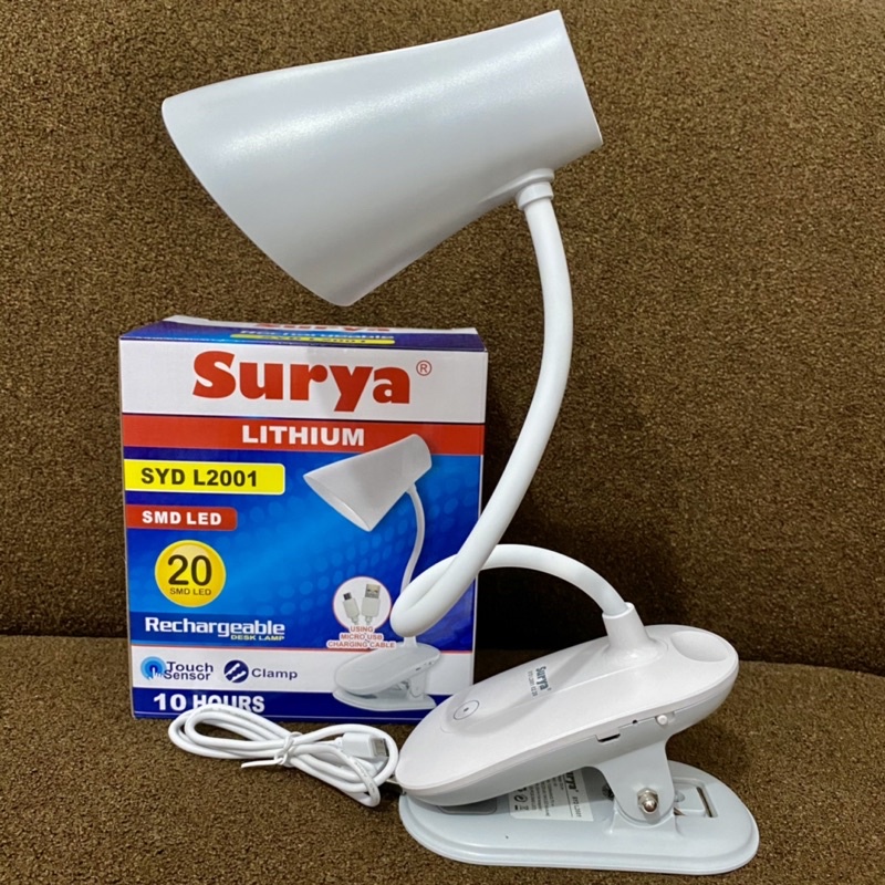 Lampu Belajar Cas Emergency Jepit Ke Meja Surya SYD L2001 20 SMD LED