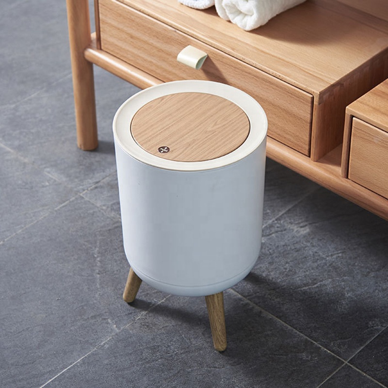 Tempat Sampah Dalam Kamar Tong Sampah Aesthetic Wooden Lid Trash Bin