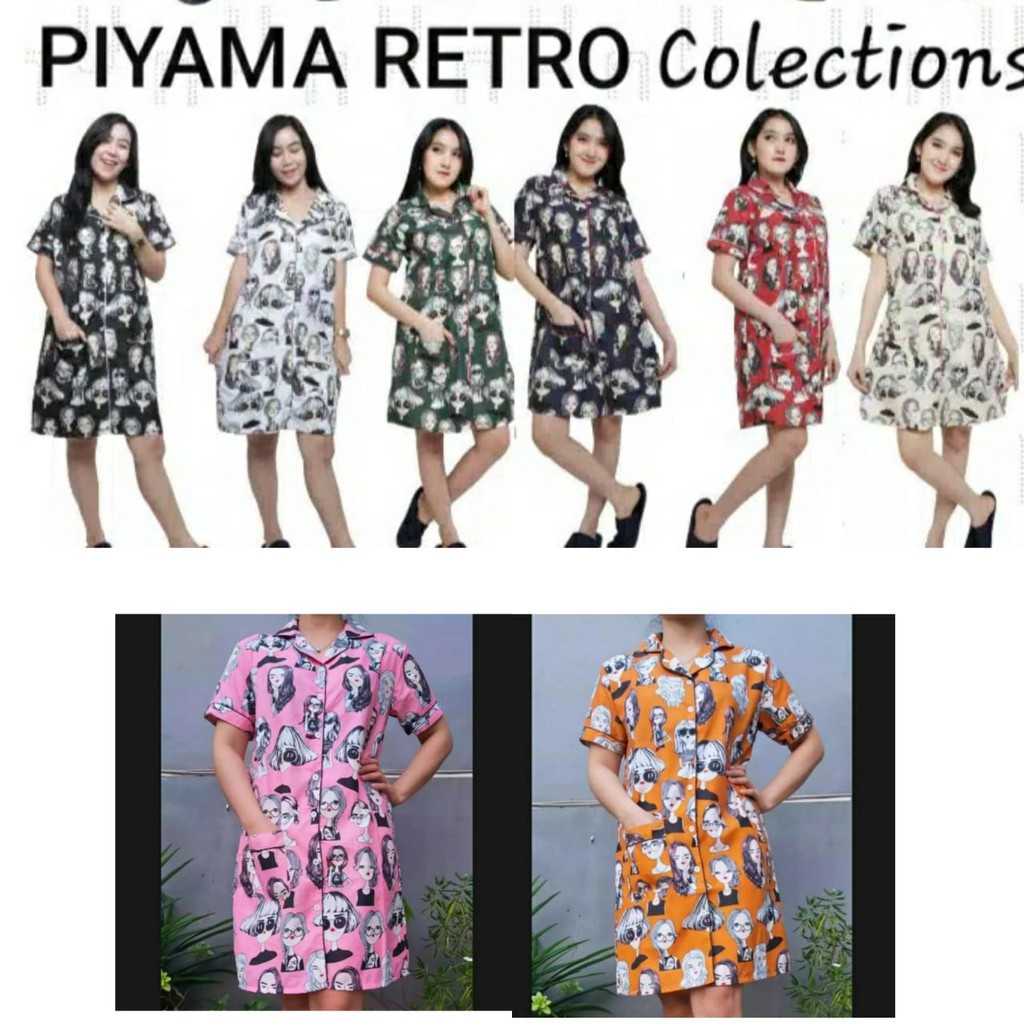 LFF Piyama Daster Wanita Retro Grosir