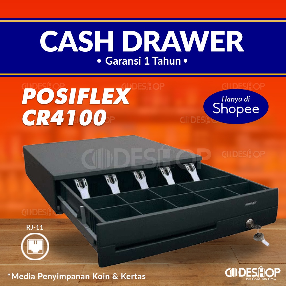 Cash Drawer Posiflex CR4100 RJ11 Laci Uang Besar