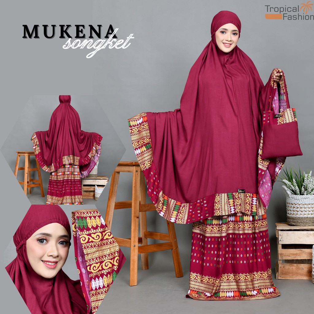 Mukena Bali Motif Songket By Zahwa Bahan Rayon Janger Premium