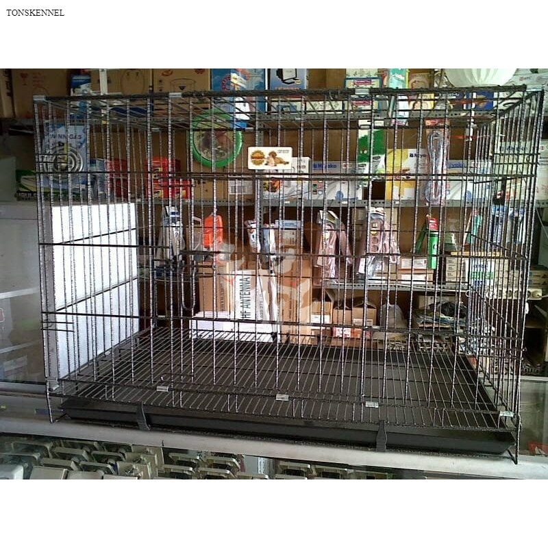 Kandang Besi Anjing Kucing Lipat Bongkar Pasang Ukuran 60 cm 75 cm 90 cm Kualitas Bagus (FREE TANGGA UK 75) Alas Tatakan Tebal  Pagar