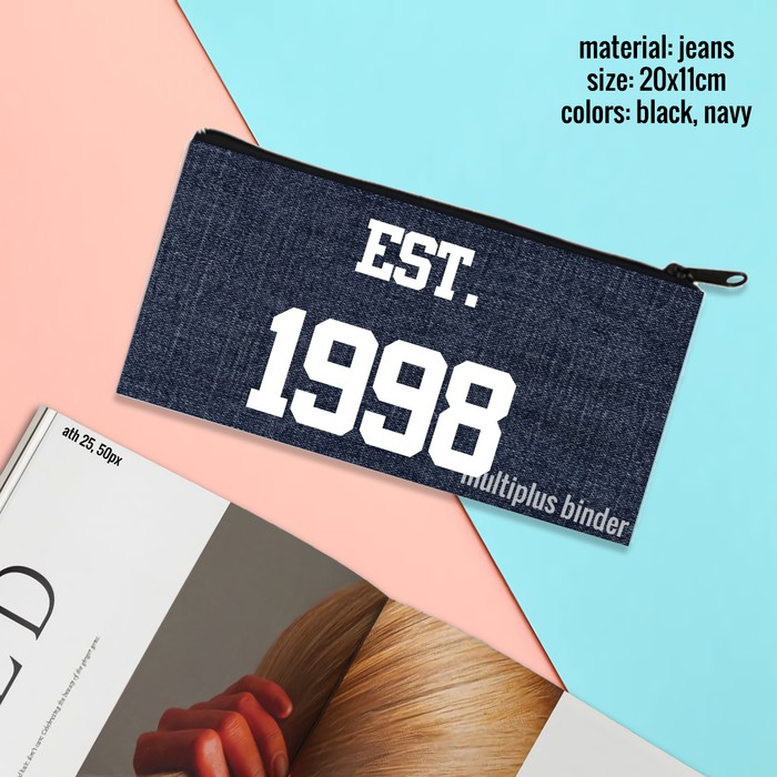 

Kotak Pensil / Tempat Pensil / Pensil Case Jeans Tumblr Est. 1998 - Hitam