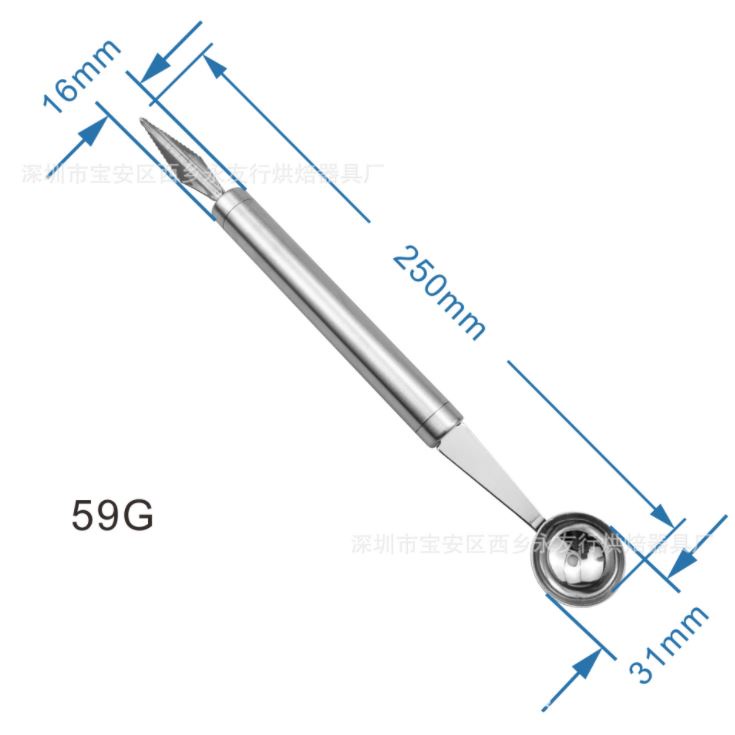 Fruit Baller Carving Scoop Sendok Ukir Buah 2 in 1 Stainless Steel