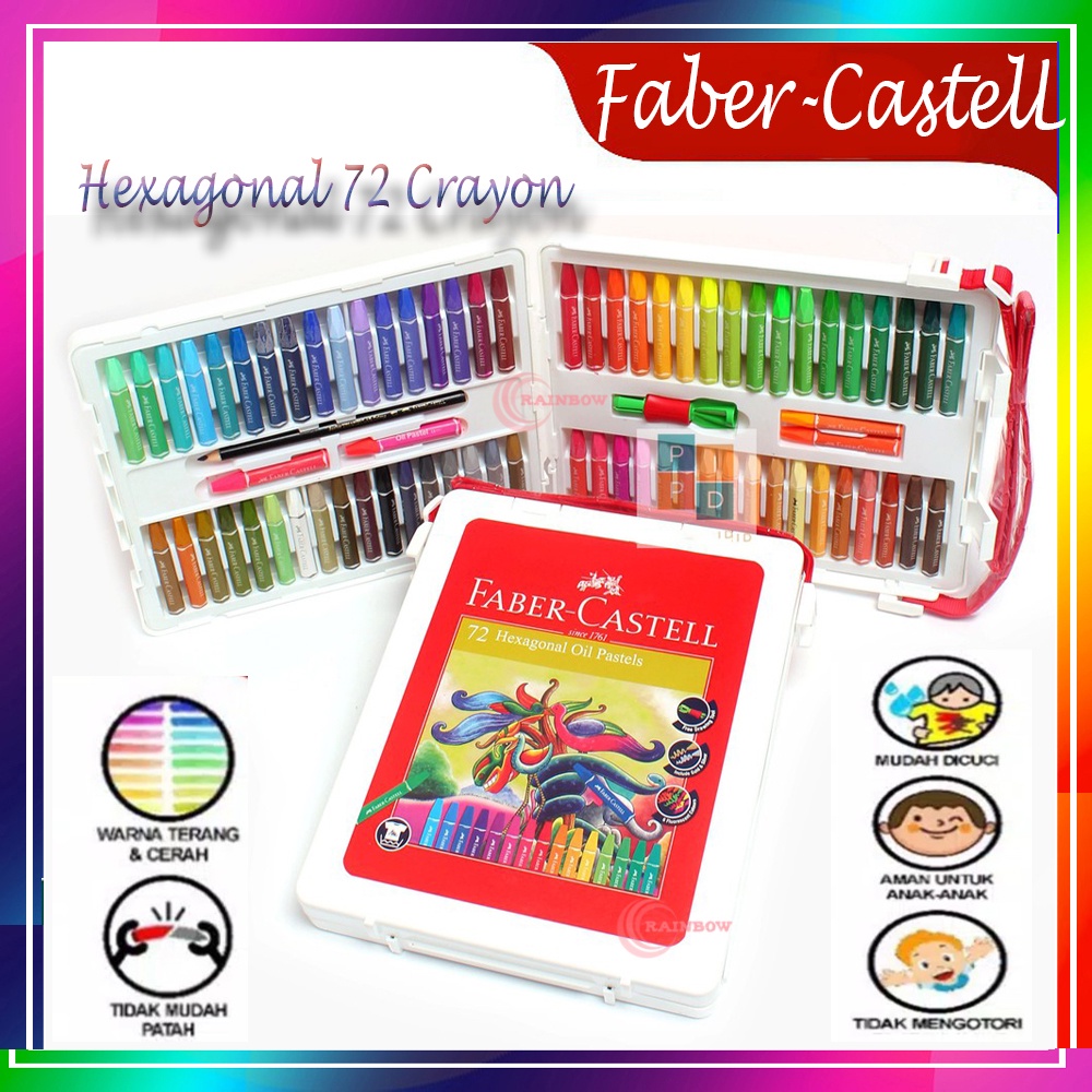 Crayon 72 Hexagonal Oil Pastel Faber Castell / Crayon Oil Pastel FaberCastell 72 Warna