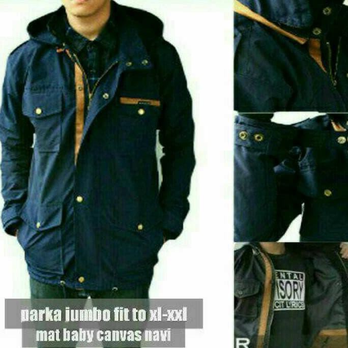 Jaket Parka Kanvas Jumbo Hitam Pria