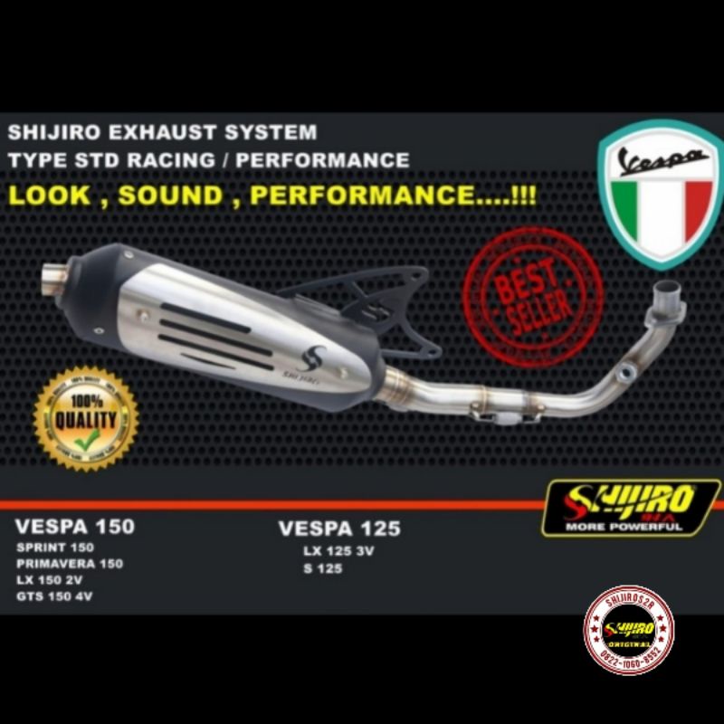 Knalpot standar racing Vespa matic 150 inlet 45 shijiro racing