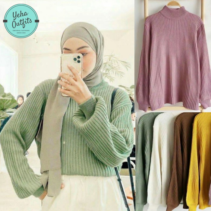 JAKET WANITA Bayoneta Baju Atasan Sweater Rajut Wanita Korea Jumbo Muslim Murah - Burgundy IMPORT PA