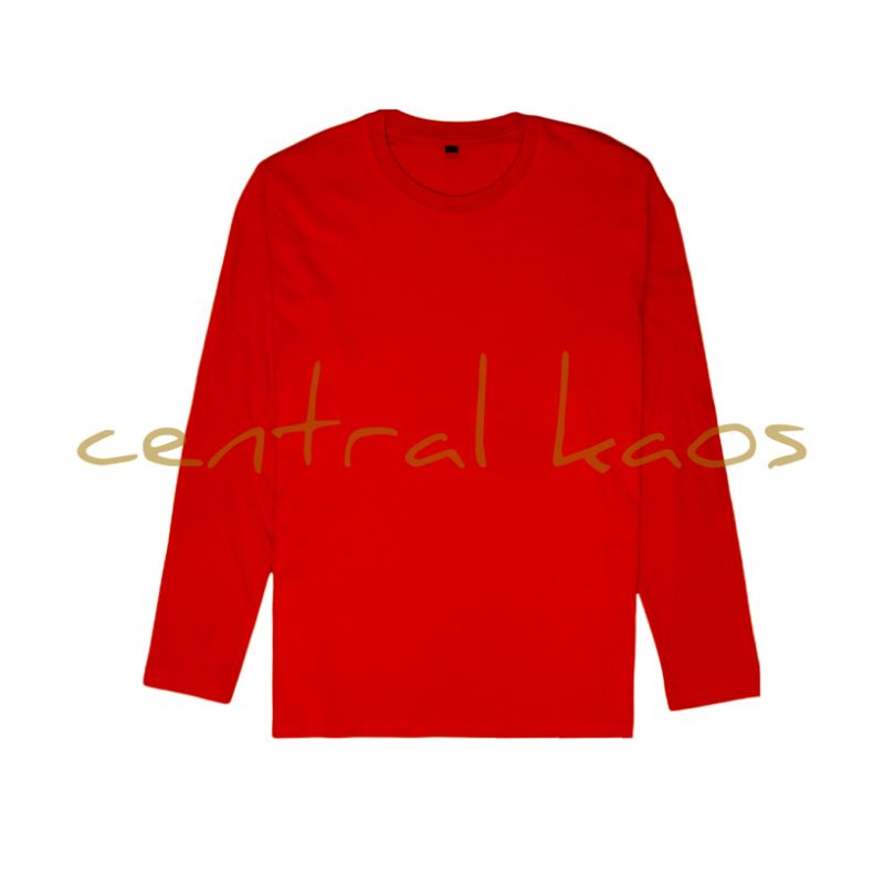 KAOS POLOS lengan panjang / Baju POLOS lengan panjang / long Sleeve T Shirt  MERAH Cotton Combed 30s