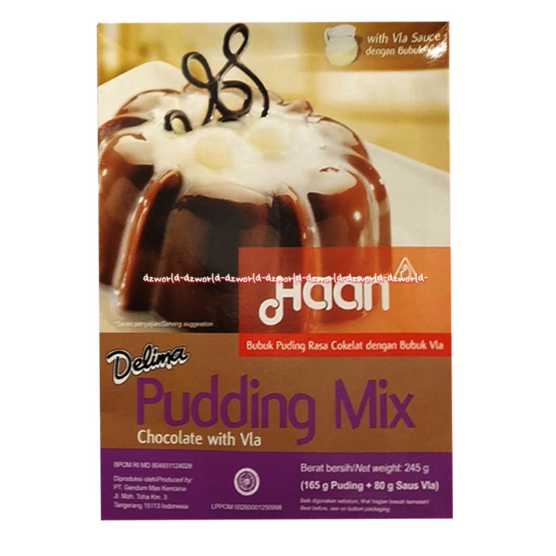 

Haan Delima 245gr Pudding Mix Chocolate With Vla Sauce Coklat Tepung Bubuk Puding Instan Cokelat Puding Agar Instan Premix Saos Fla