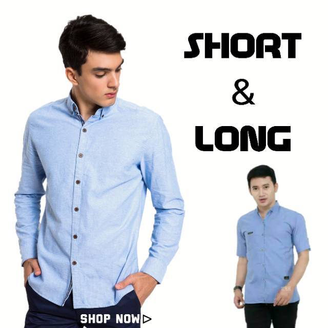 Kemeja Polos Lengan Pendek Pria Putih Merah Maron Hitam Navy Biru Dongker Kerah Shanghai Ciangi Slim