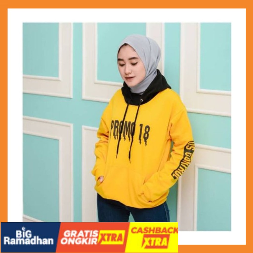 POLOS MOTIF MERAH PUTIH HITAM BIRU KUNING ASLI / Sweater Hoodie Wanita PROMO 18 Sweater cewek