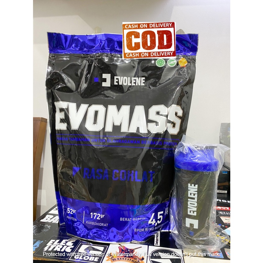 (Bonus Shaker) EVOLENE EVOMASS EVO MASS Gainer 10 lbs 4.5 kg (Besar)