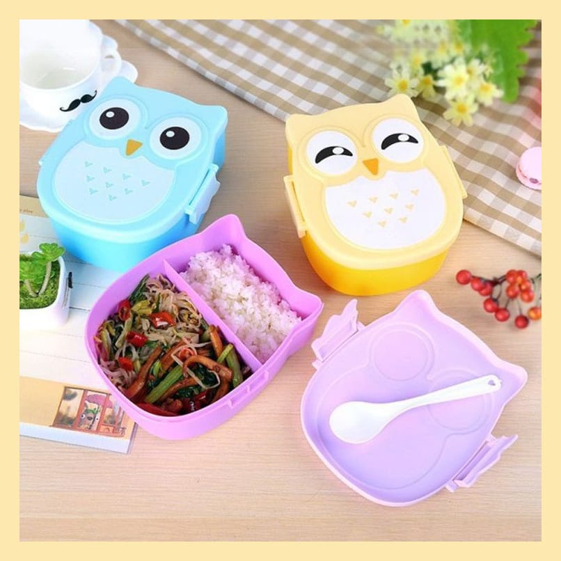 KOTAK BEKAL OWL TEMPAT MAKAN ANAK KARAKTER BURUNG HANTU ANAK LUCU LUNCH BOX