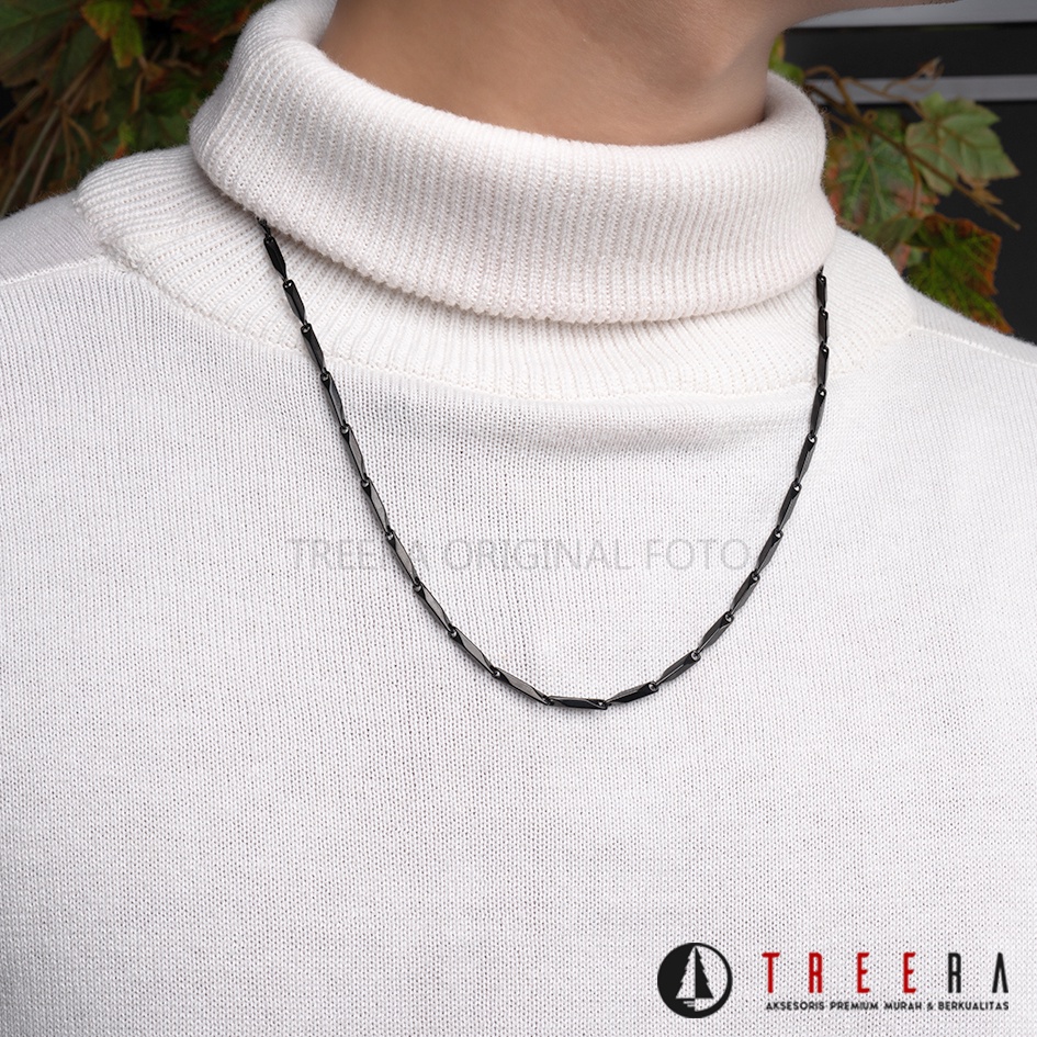 Treera - Titanium Kalung Pria Anti Karat Anti Luntur Original Model Padi