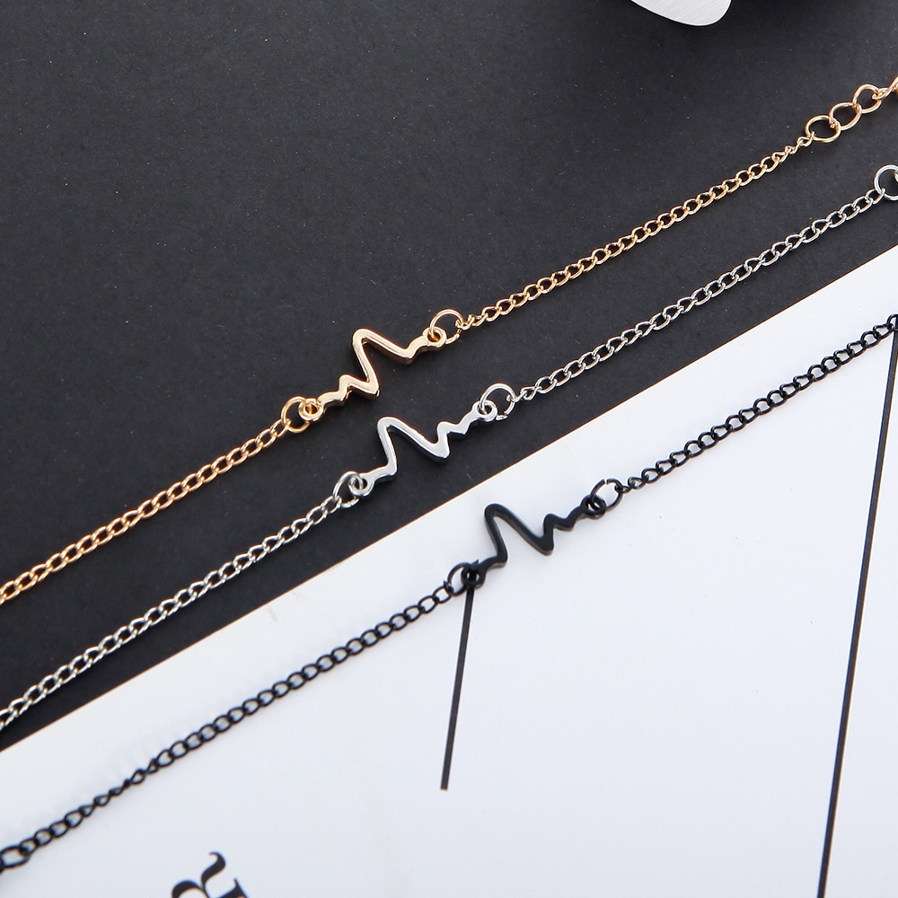 Gelang Tangan Rantai Aksen Detak Jantung ECG Untuk Perhiasan Pria / Wanita