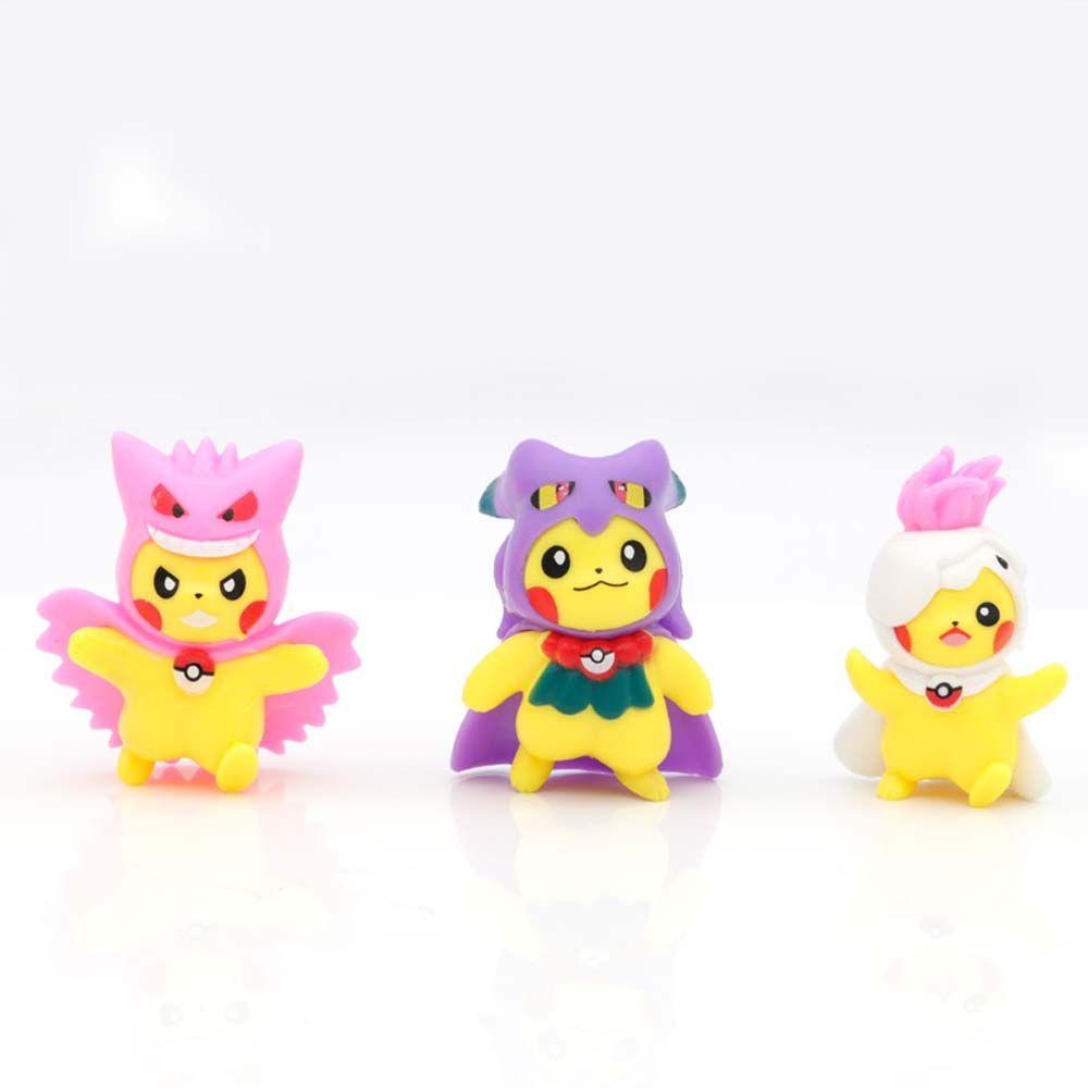 【 ELEGANT 】 Pokemon Anime Figure Kartun Mainan Hadiah Pikachu Koleksi Mainan Cross Dressing Model Toys Collection Model