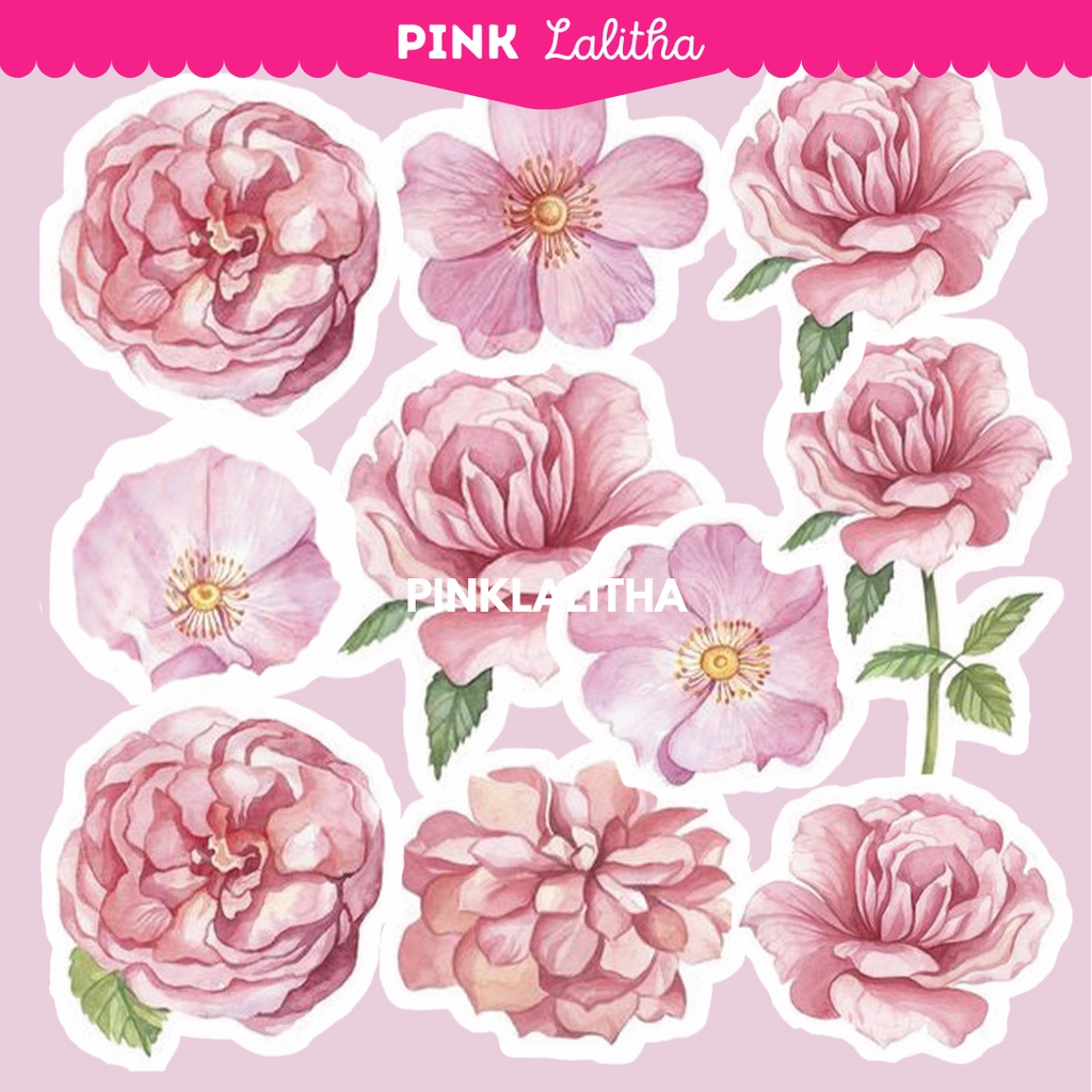 

Pink Lalitha 10 Pcs Stiker Sticker Motif Bunga Kertas Mini Lucu Untuk Dekorasi Diary DIY PM00036