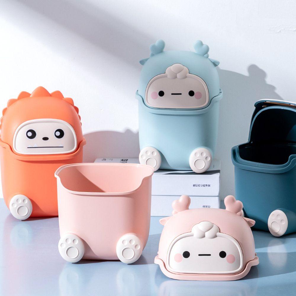 Chookyy Desktop Tong Sampah Mini Kreatif Tipe Flip Dengan Tutup Ruang Tamu Keranjang Sampah Multifungsi