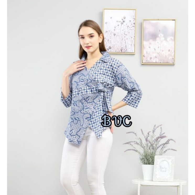 tey-17 Batik wanita ASJ SA HRB026 Kenongo Kemeja Tosca-Bvc3