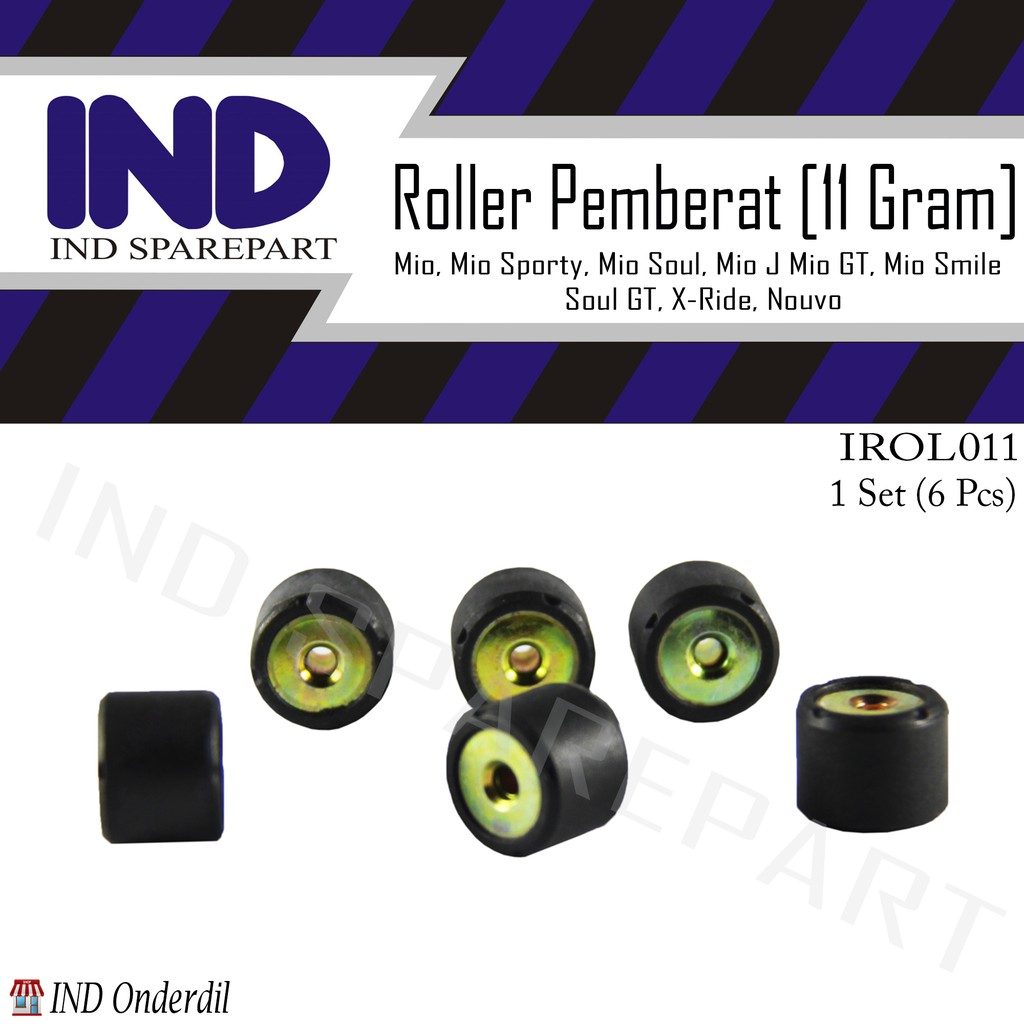 Roller/Roler Pemberat 11 Gram Mio/X-Ride/Mio Sporty/Soul/J/GT/Smile/Nouvo/Soul GT 1 Set-6 Pcs/Biji