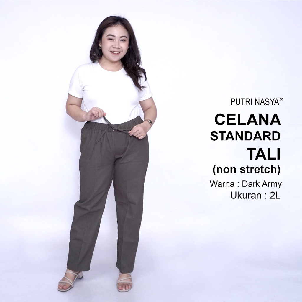 Celana Kerja Kantor Standard Tali (NON STRETCH) Bigsize 8L,6L,5L,4L,2L,XL, all size, / Celana Wanita Jumbo / Celana Kerja Seragam Wanita Big / Celana Bahan Wanita Formal Super Jumbo Kekinian / Celana Bahan Katun Kantor Kekinian Terbaru Karet Big Wanita